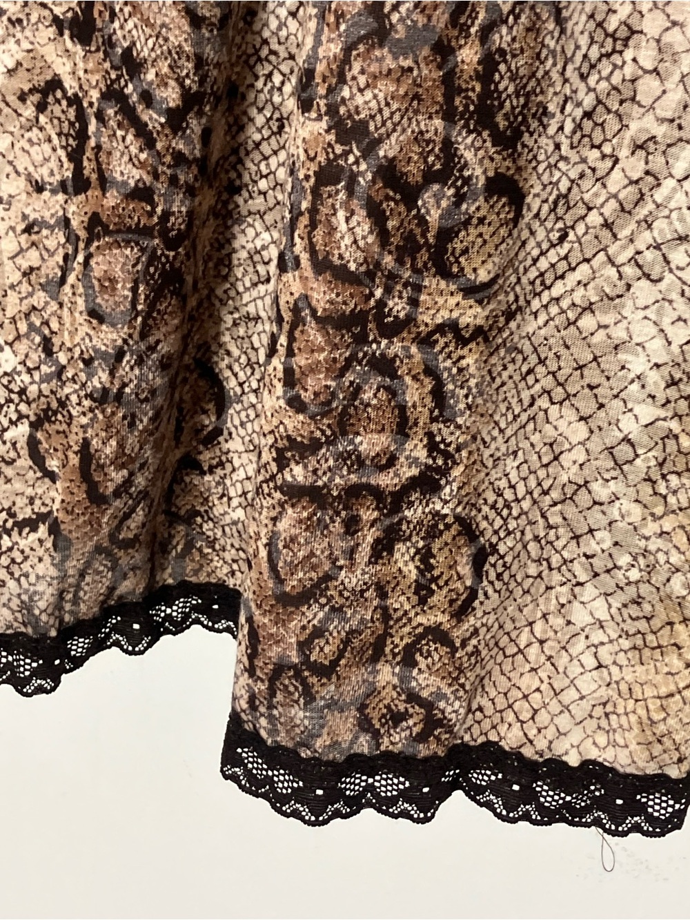 Vintage Y2K Requirements animal print snakeskin Midi Skirt lace trim Large - Picture 3 of 5